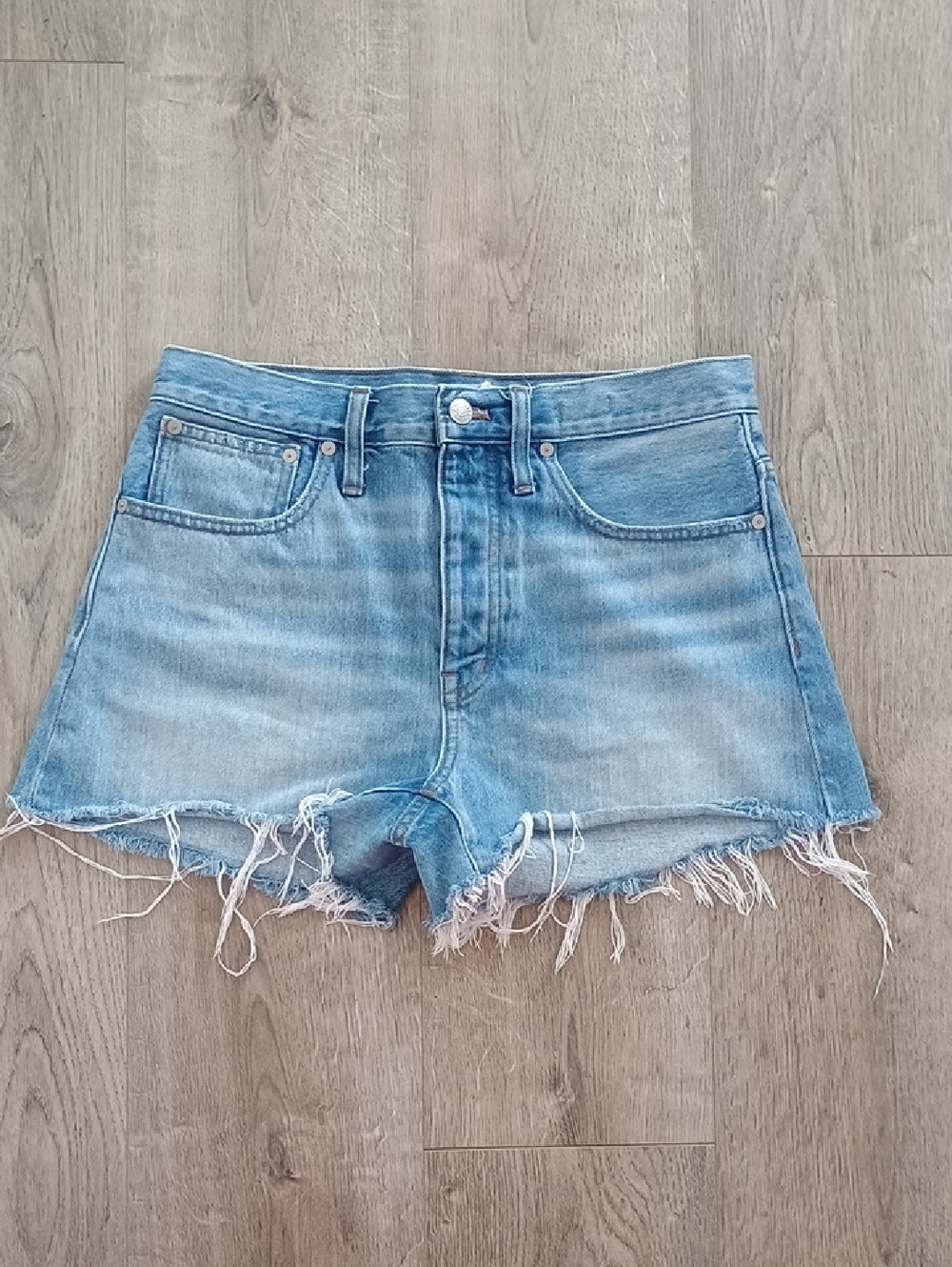 Madewell Light Blue Frayed Hem Denim Shorts
